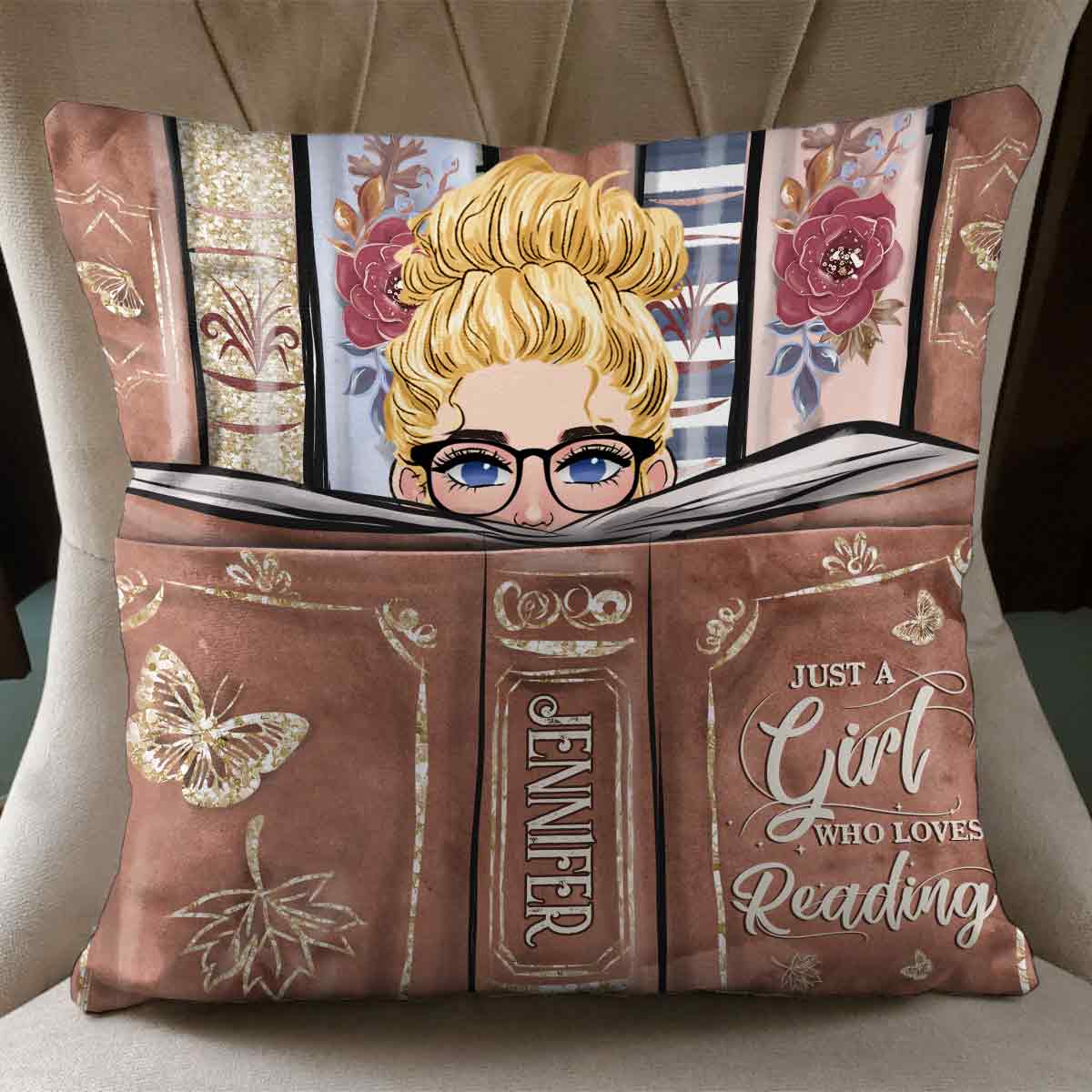 Just A Girl Who Loves Reading - Personalized Book Pocket Pillow