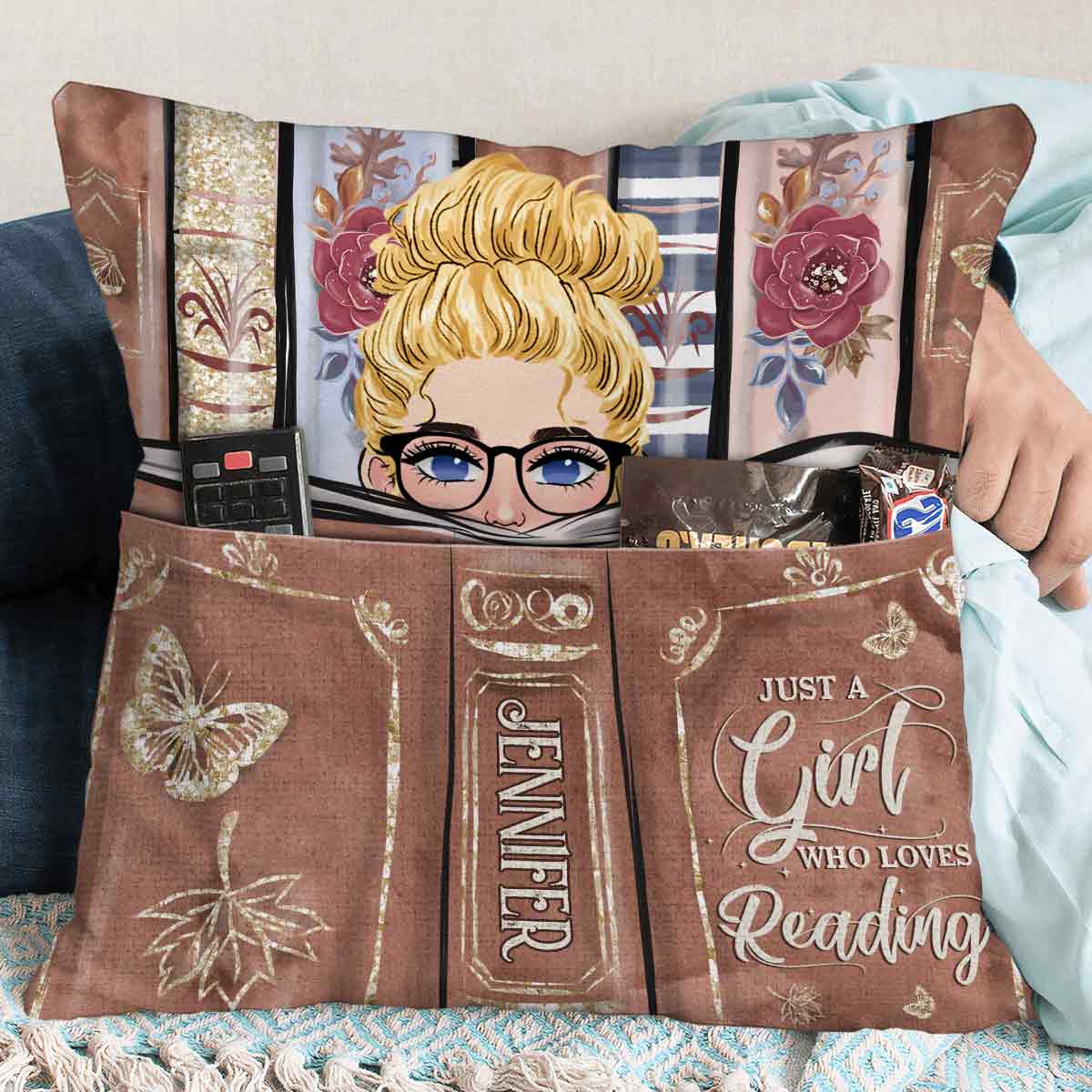 Just A Girl Who Loves Reading - Personalized Book Pocket Pillow