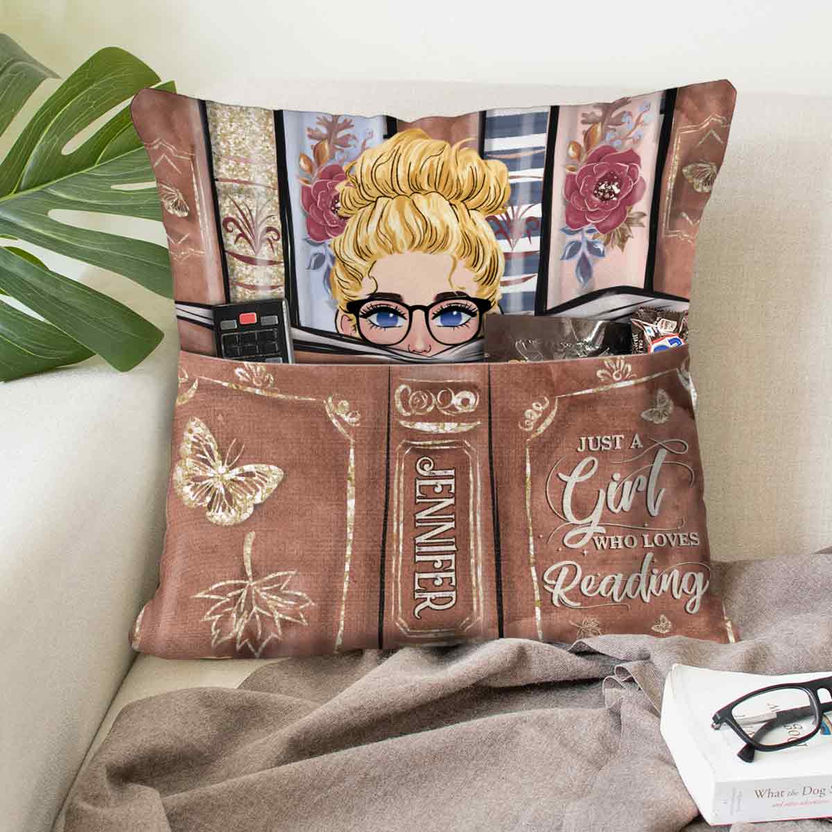 Just A Girl Who Loves Reading - Personalized Book Pocket Pillow