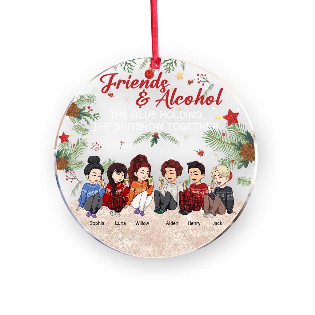 Alcohol Besties - Personalized Christmas Bestie Transparent Ornament