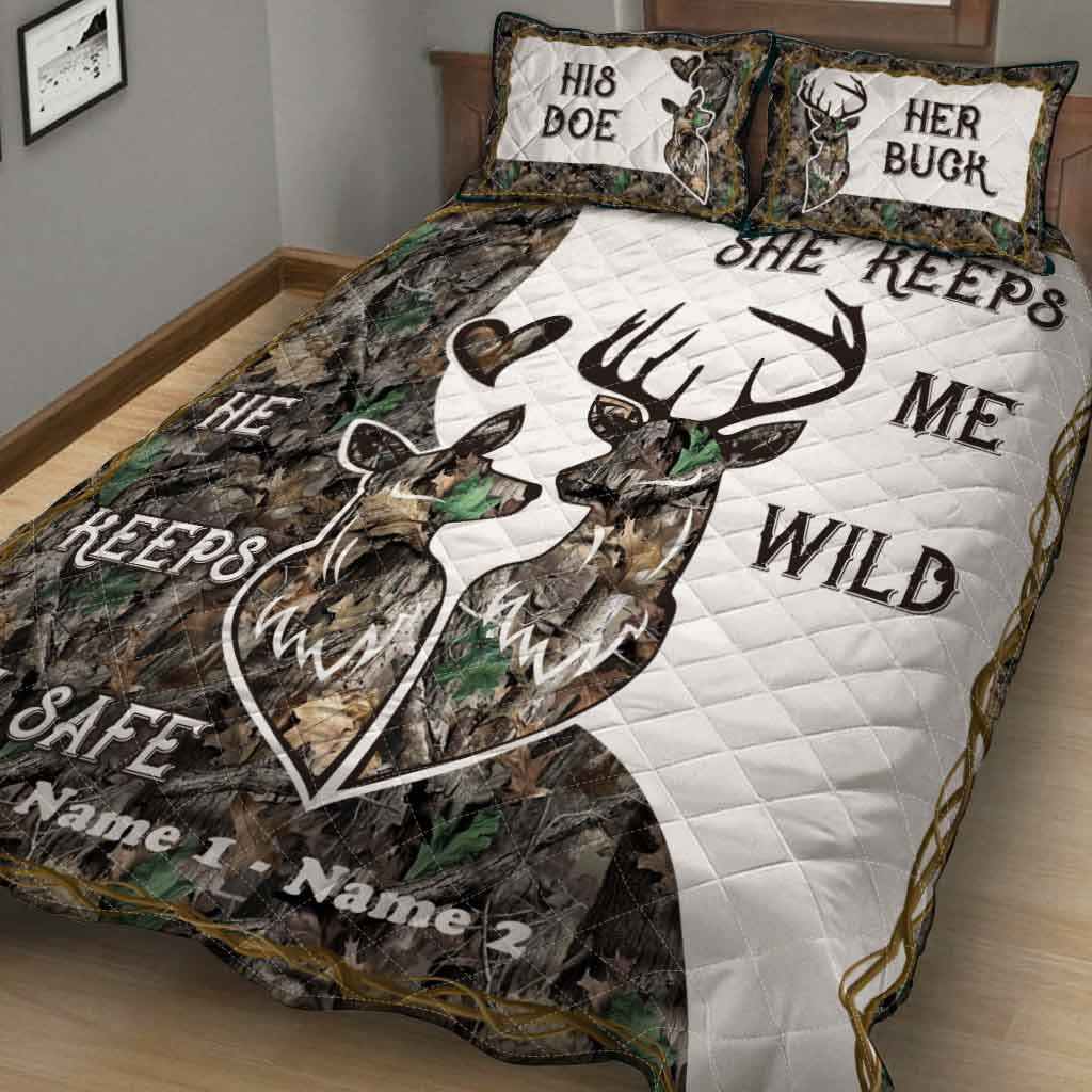 Hunting Couple - Personalized Quilt Set 1220