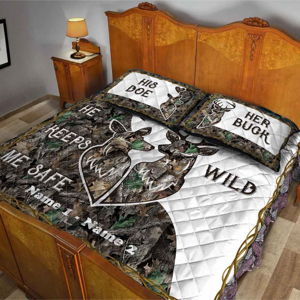 Hunting Couple - Personalized Quilt Set 1220