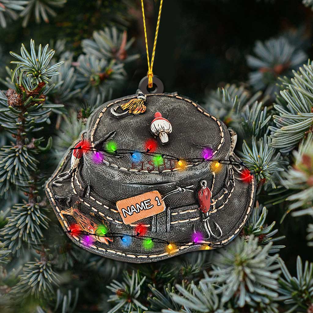 Fishing Hat - Personalized Christmas Ornament (Printed On Both Sides)