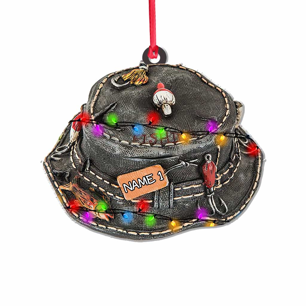 Fishing Hat - Personalized Christmas Ornament (Printed On Both Sides)