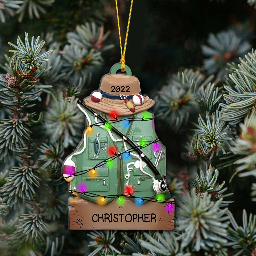 Fishing Outfit - Personalized Christmas Ornament (Printed On Both