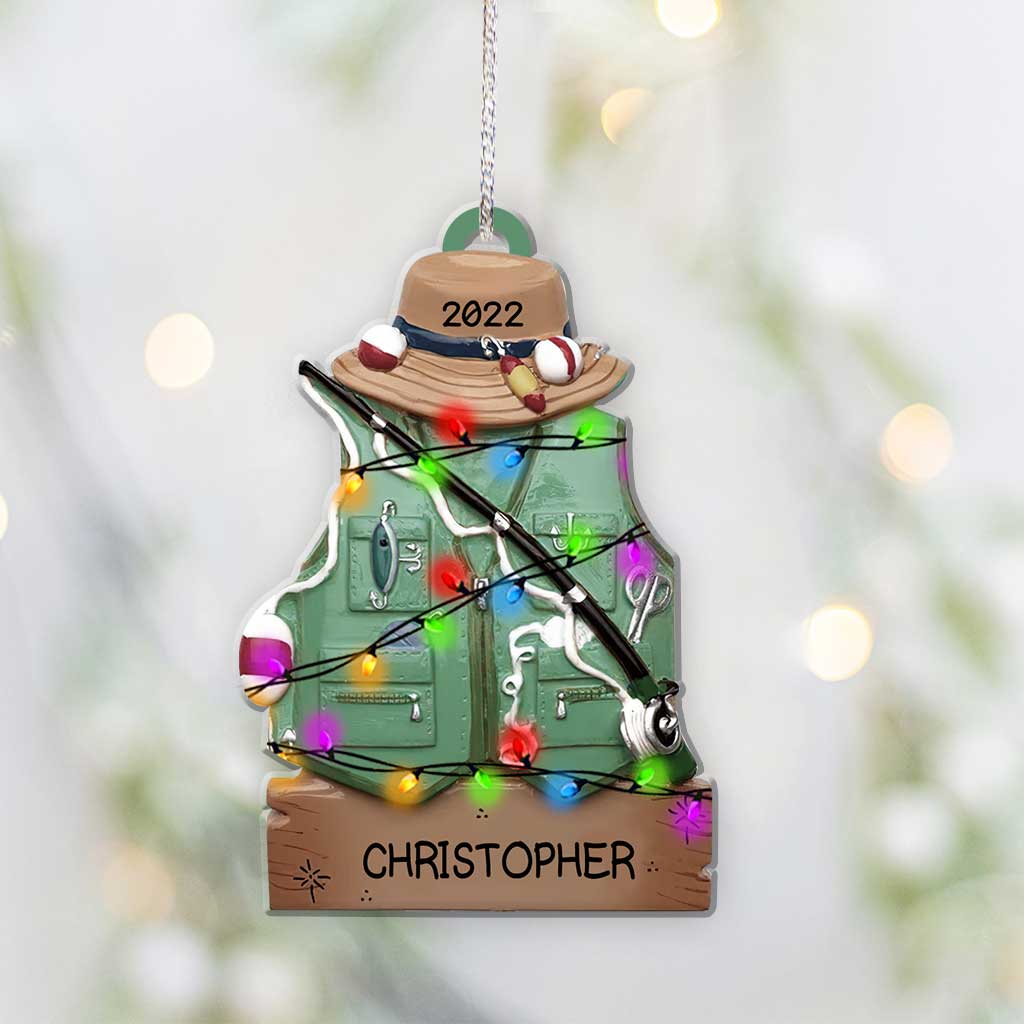 Fishing Outfit - Personalized Christmas Ornament (Printed On Both Sides)