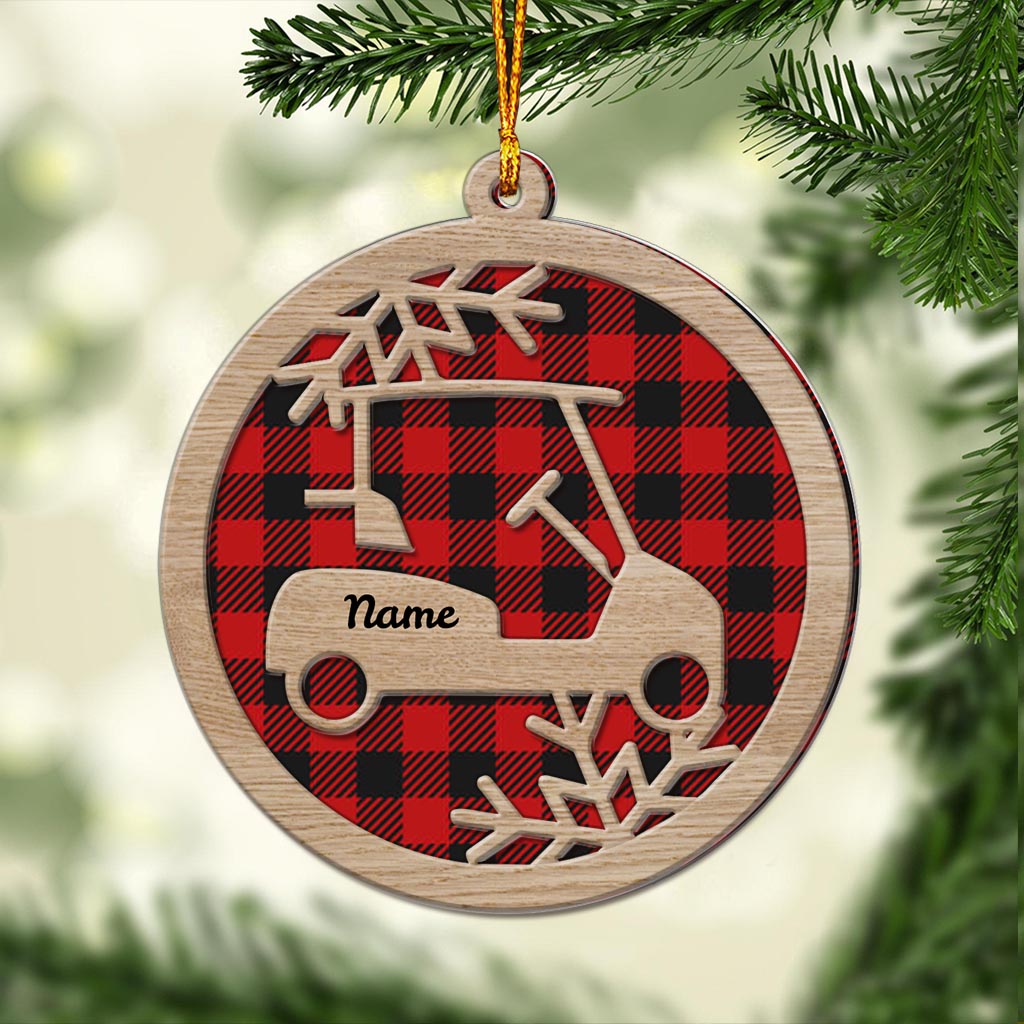 Golf Cart - Personalized Christmas Golf Layered Wood Ornament