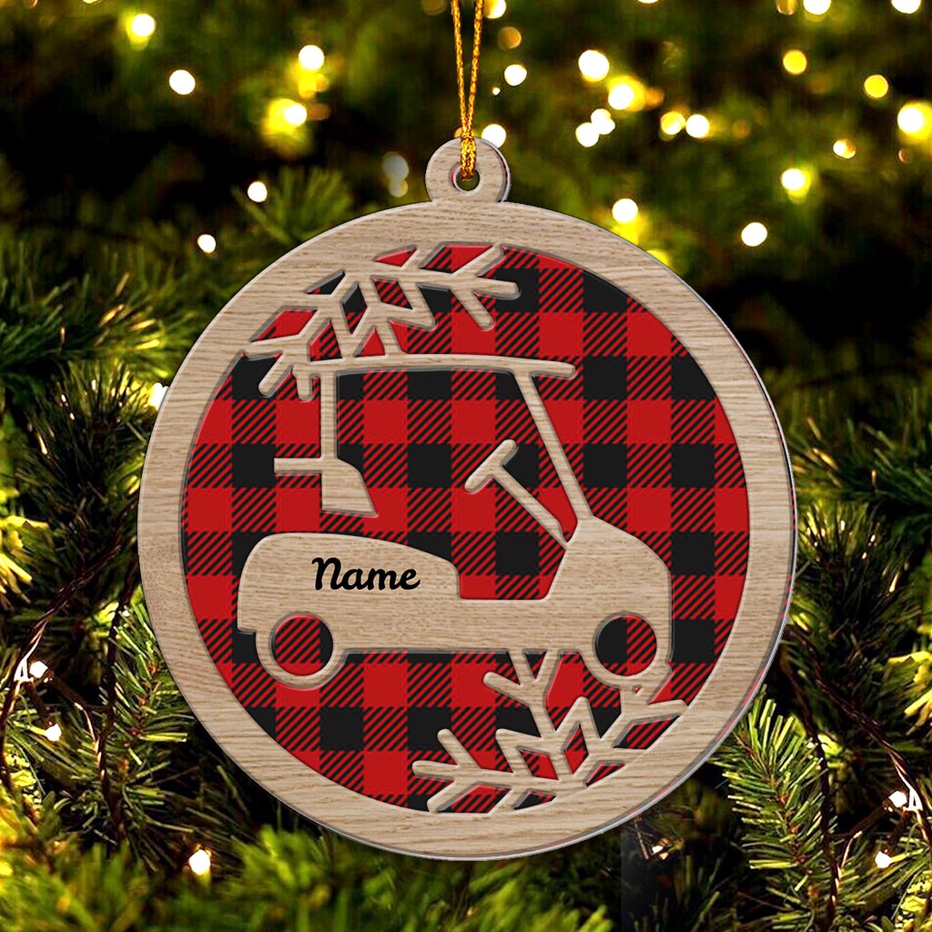 Golf Cart - Personalized Christmas Golf Layered Wood Ornament