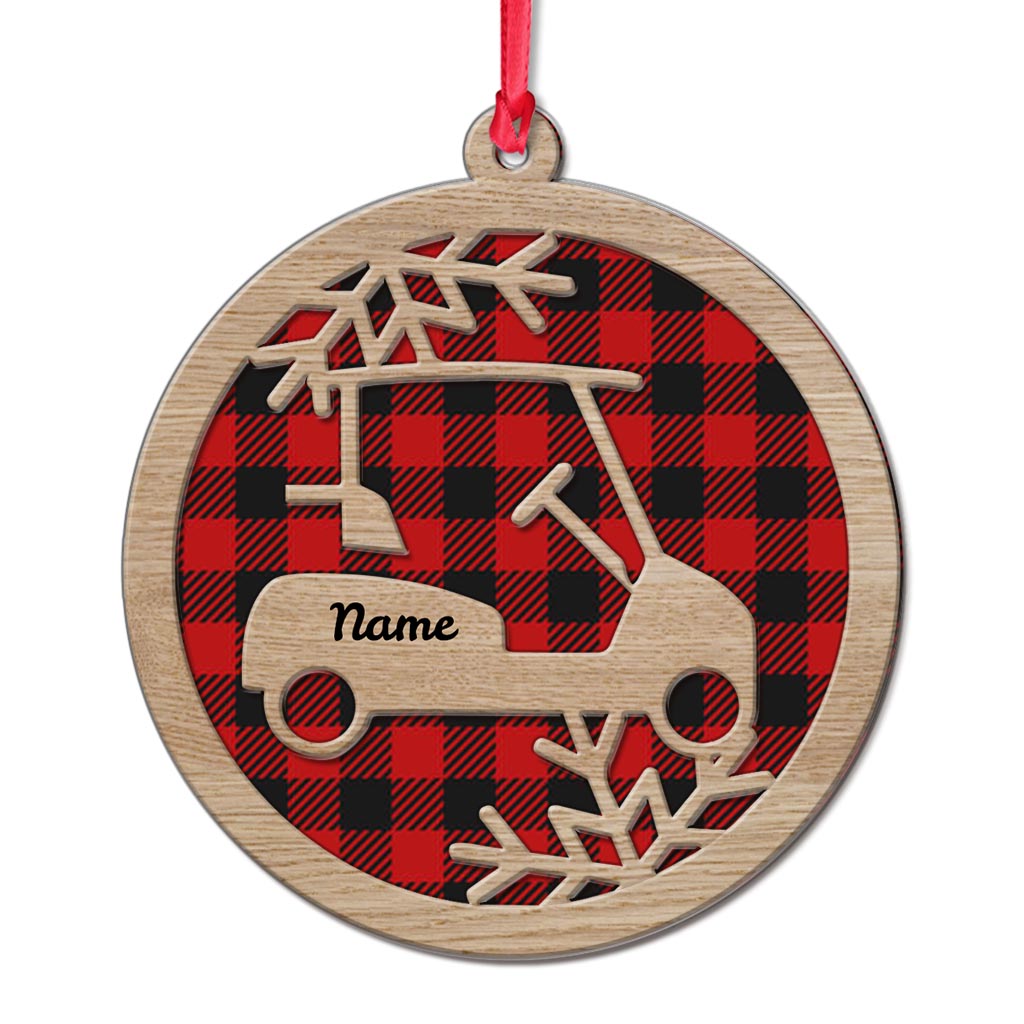 Golf Cart - Personalized Christmas Golf Layered Wood Ornament