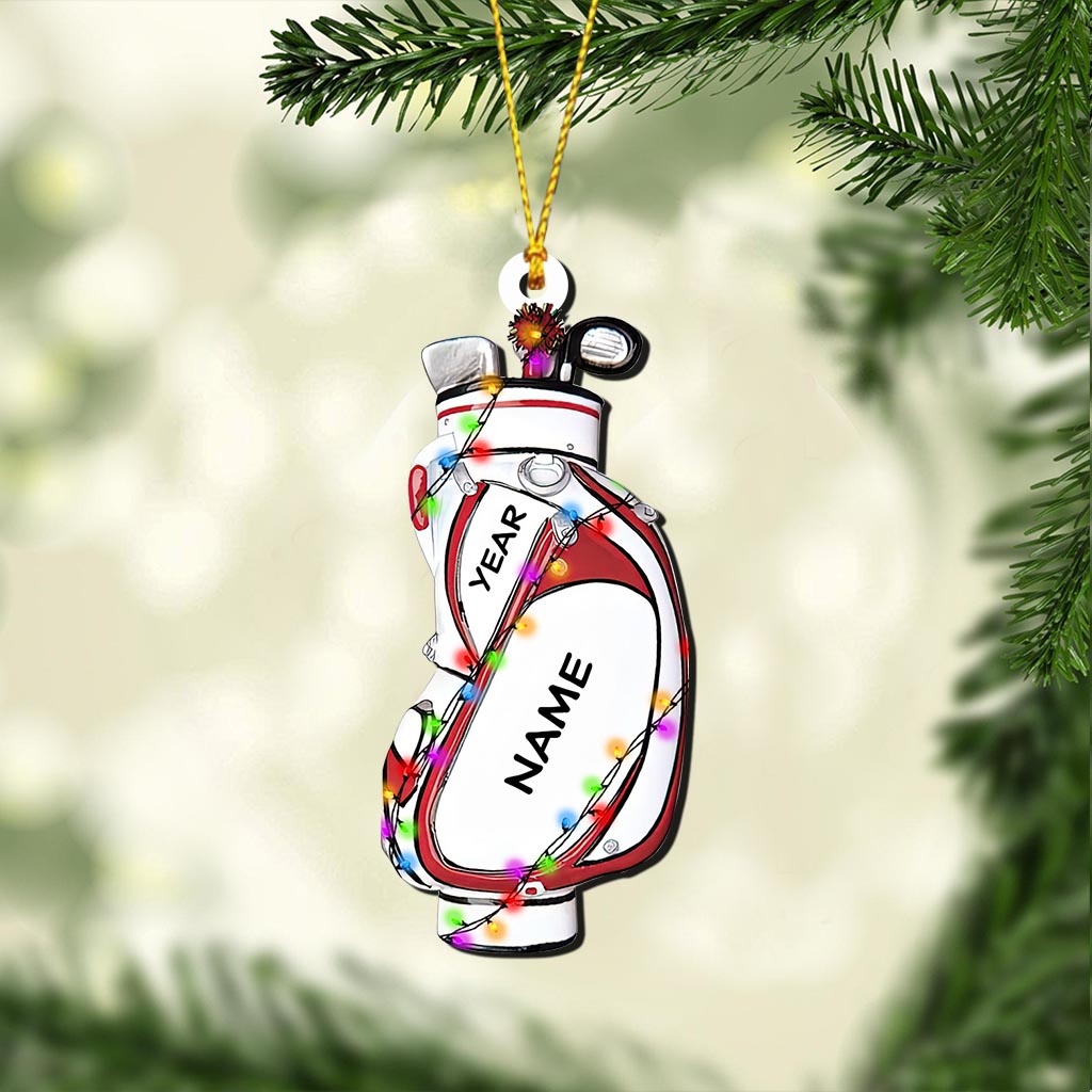 Golf Bag - Personalized Christmas Golf Ornament (Printed On Both Sides)