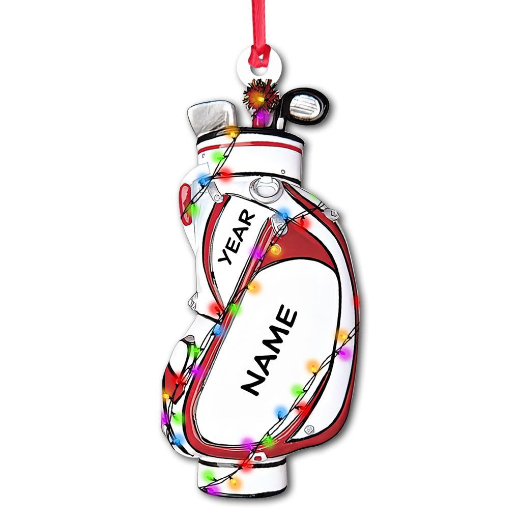 Golf Bag - Personalized Christmas Golf Ornament (Printed On Both Sides)