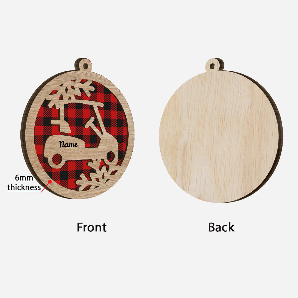 Golf Cart - Personalized Christmas Golf Layered Wood Ornament