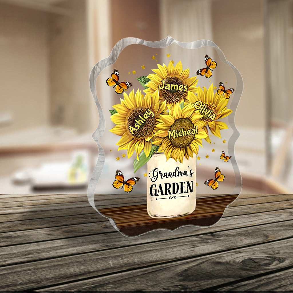 Grandma’s Garden Sunflower - Personalized Mother's Day Grandma Custom Shaped Acrylic Plaque