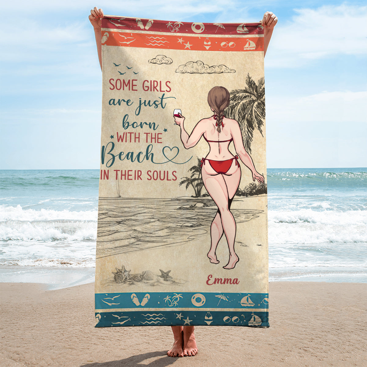 Discover Some Girls Are Just Born With The Beach In Their Souls - Personalized Sea Lover Beach Towel