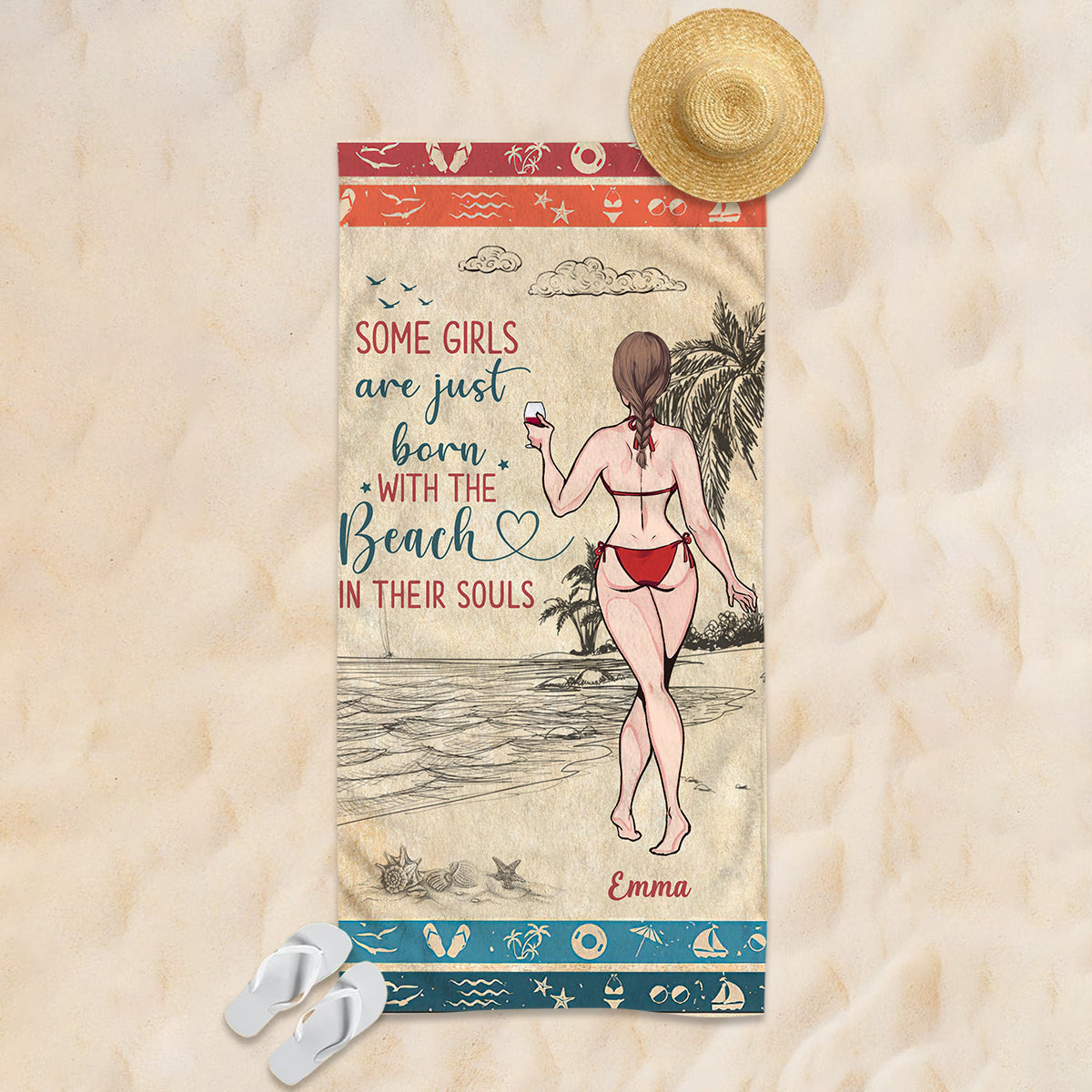 Some Girls Are Just Born With The Beach In Their Souls - Personalized Sea Lover Beach Towel