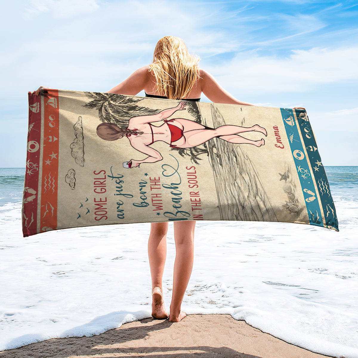 Some Girls Are Just Born With The Beach In Their Souls - Personalized Sea Lover Beach Towel