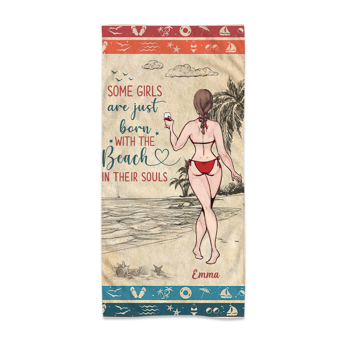 Some Girls Are Just Born With The Beach In Their Souls - Personalized Sea Lover Beach Towel