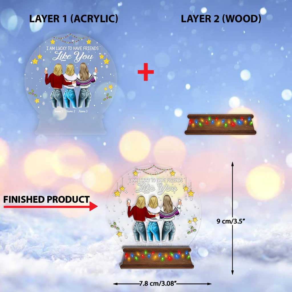 Friends By Heart And Sisters By Soul - Personalized Christmas Bestie Layers Mix Ornament