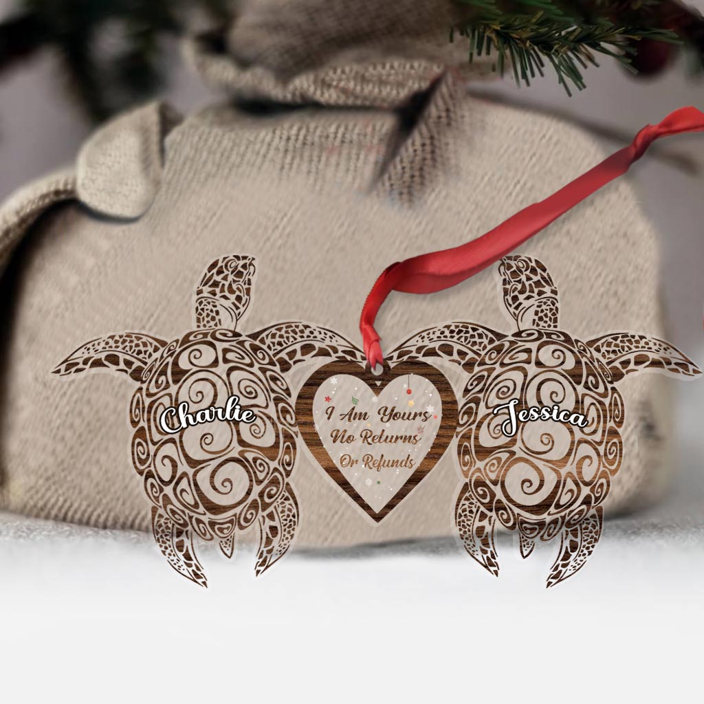 I'm Yours - Personalized Christmas Turtle Transparent Ornament