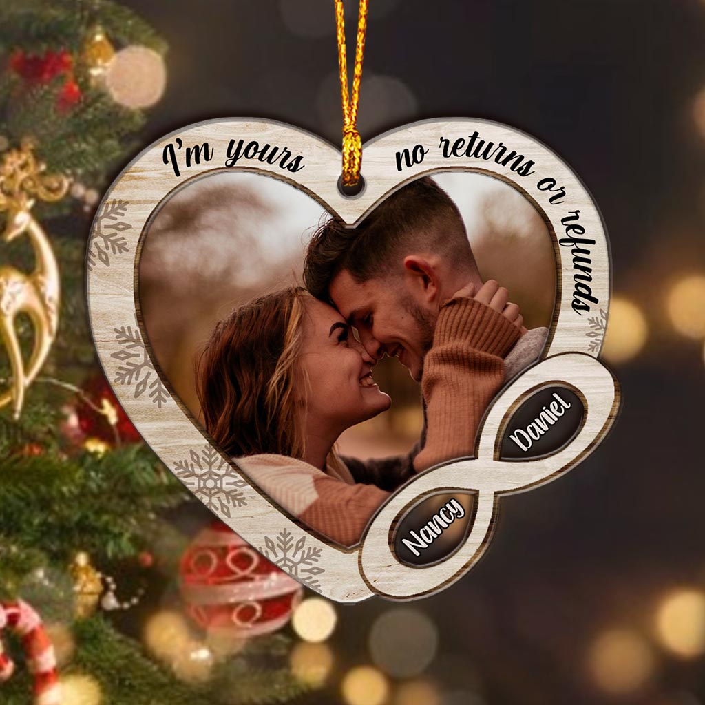 I'm Yours No Returns Or Refunds - Personalized Couple Layers Mix Ornament