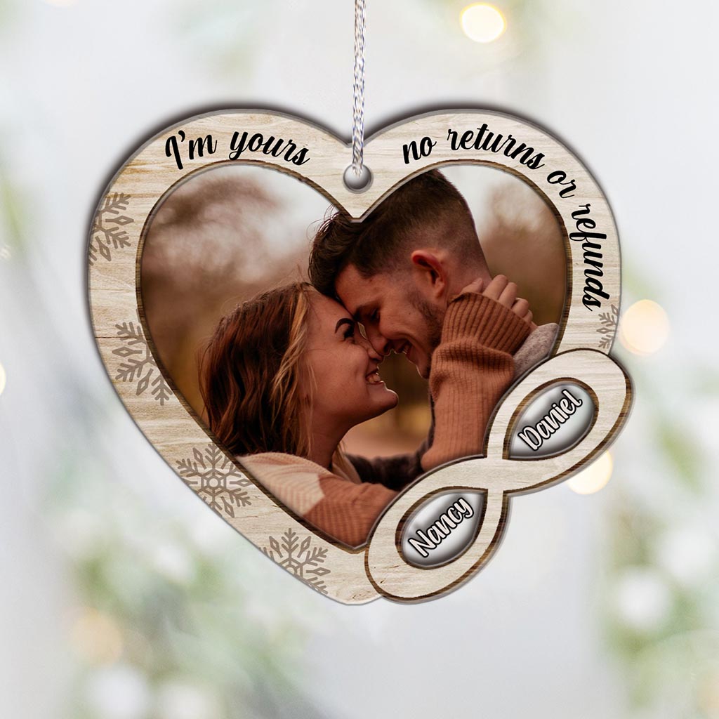 I'm Yours No Returns Or Refunds - Personalized Couple Layers Mix Ornament