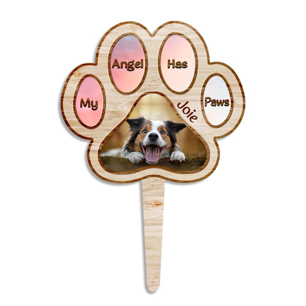 My Angel Has Paws - Personalized Christmas Dog Acrylic Plaque Stake (Printed On 1 Side)