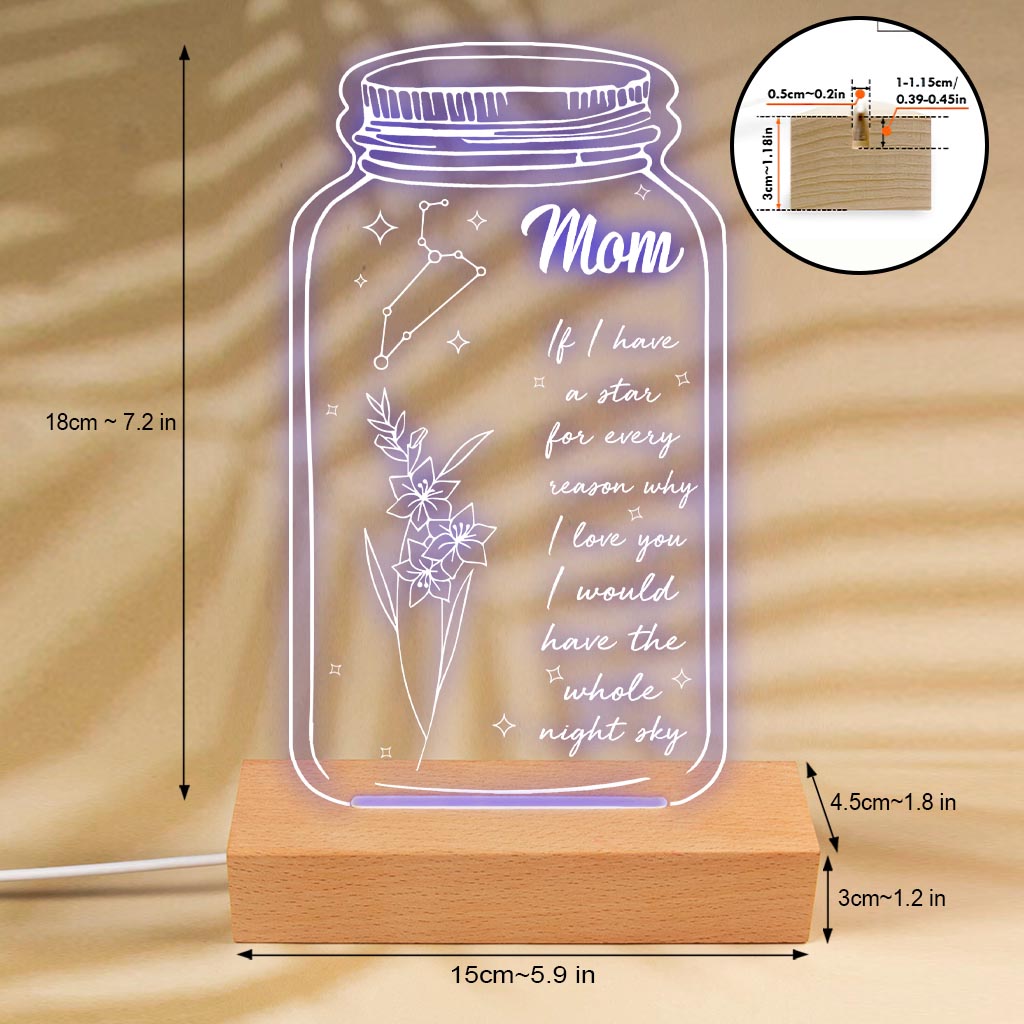 If I Had A Star Birth Flower Zodiac Sign - Gift for mom, grandma, daughter, wife, girlfriend, dad, grandpa, boyfriend, husband - Personalized Shaped Plaque Light Base