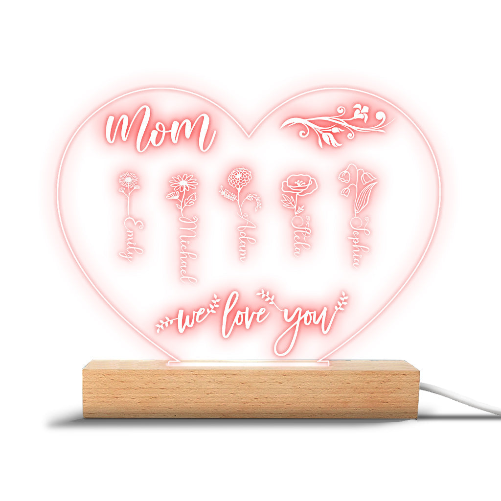 Mom’s Garden - Gift for grandma, mom, aunt, grandpa - Personalized Shaped Plaque Light Base