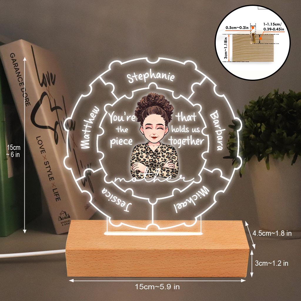 Mom Qualities - Gift for mom, grandma, wife - Personalized Shaped Plaque Light Base