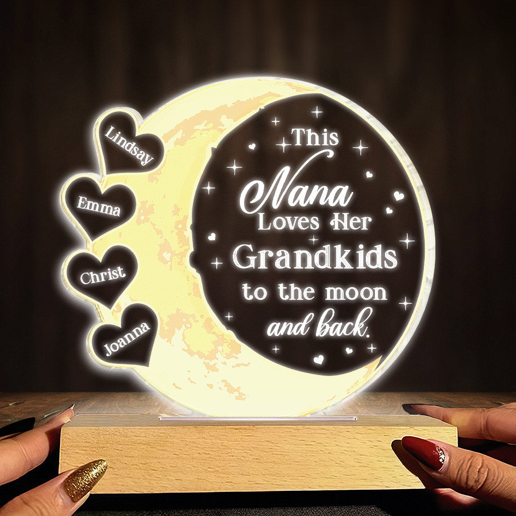 This Grandma Loves Her Grandkids - Personalized Mother's Day Grandma Shaped Plaque Light Base