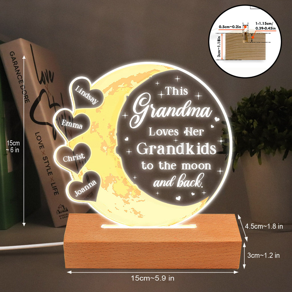 This Grandma Loves Her Grandkids - Personalized Mother's Day Grandma Shaped Plaque Light Base