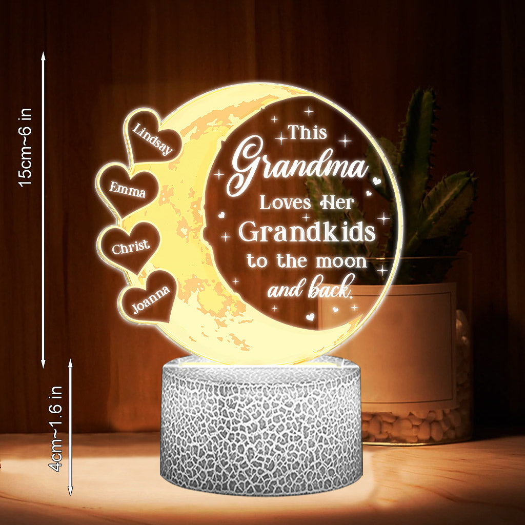 This Grandma Loves Her Grandkids - Personalized Mother's Day Grandma Shaped Plaque Light Base