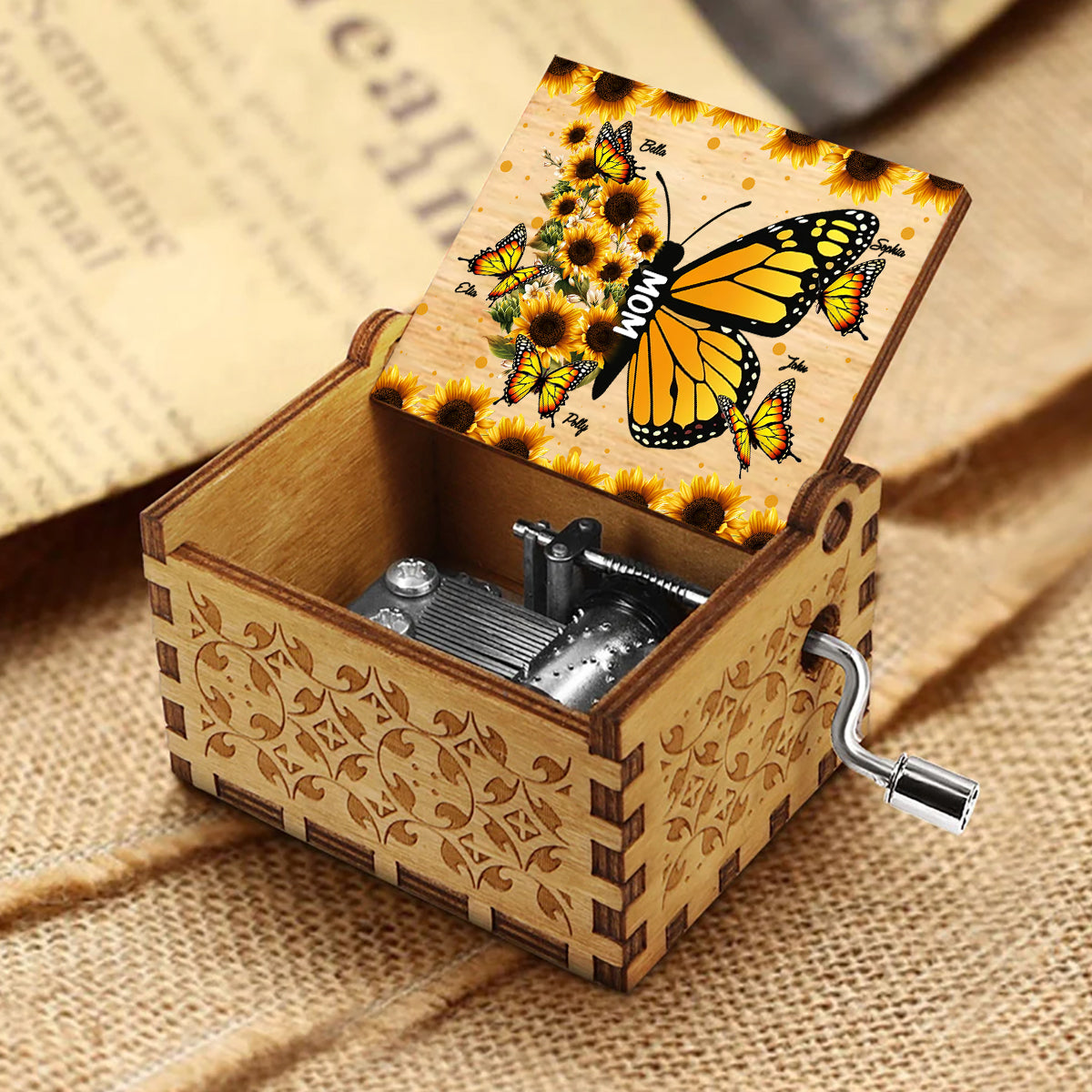 We Love You - Personalized Mother's Day Mother Hand Crank Music Box