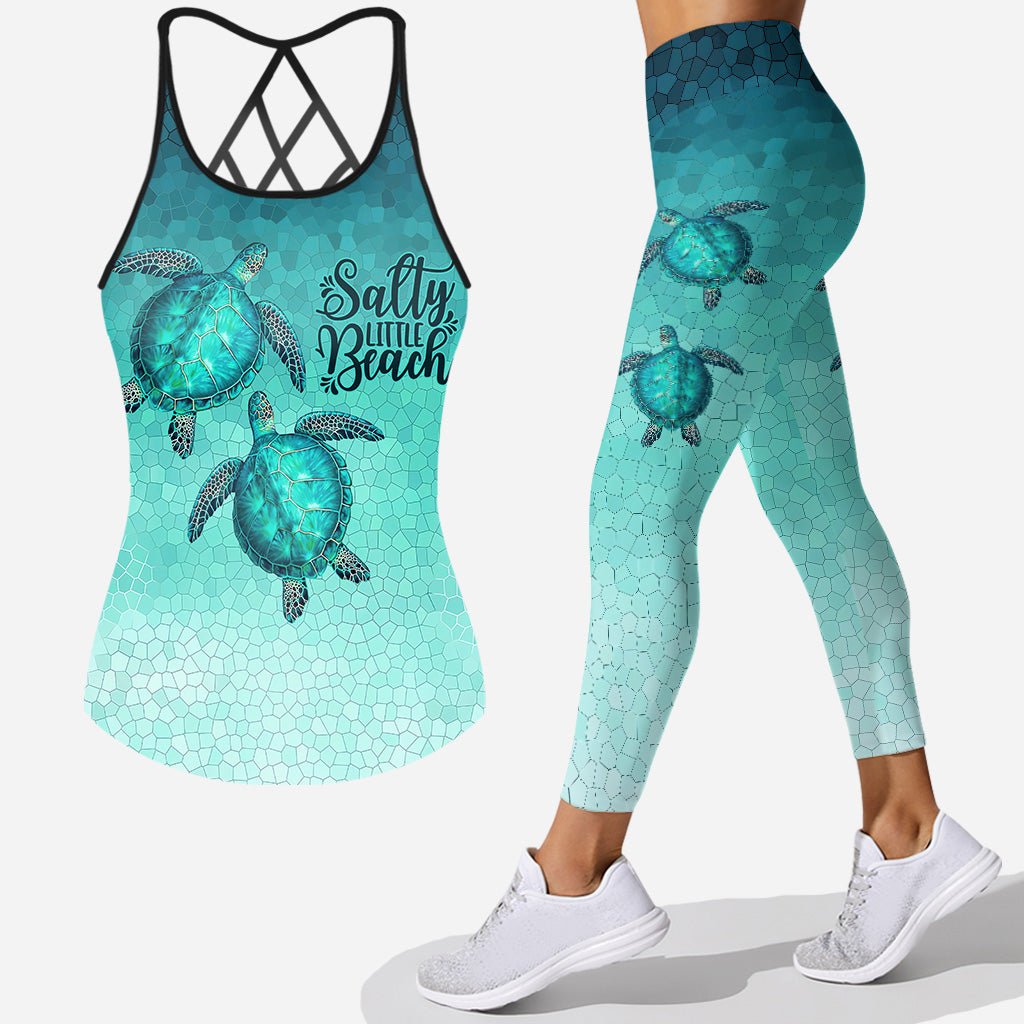 Salty Lil's Beach Turtle Cross Tank Top and Leggings