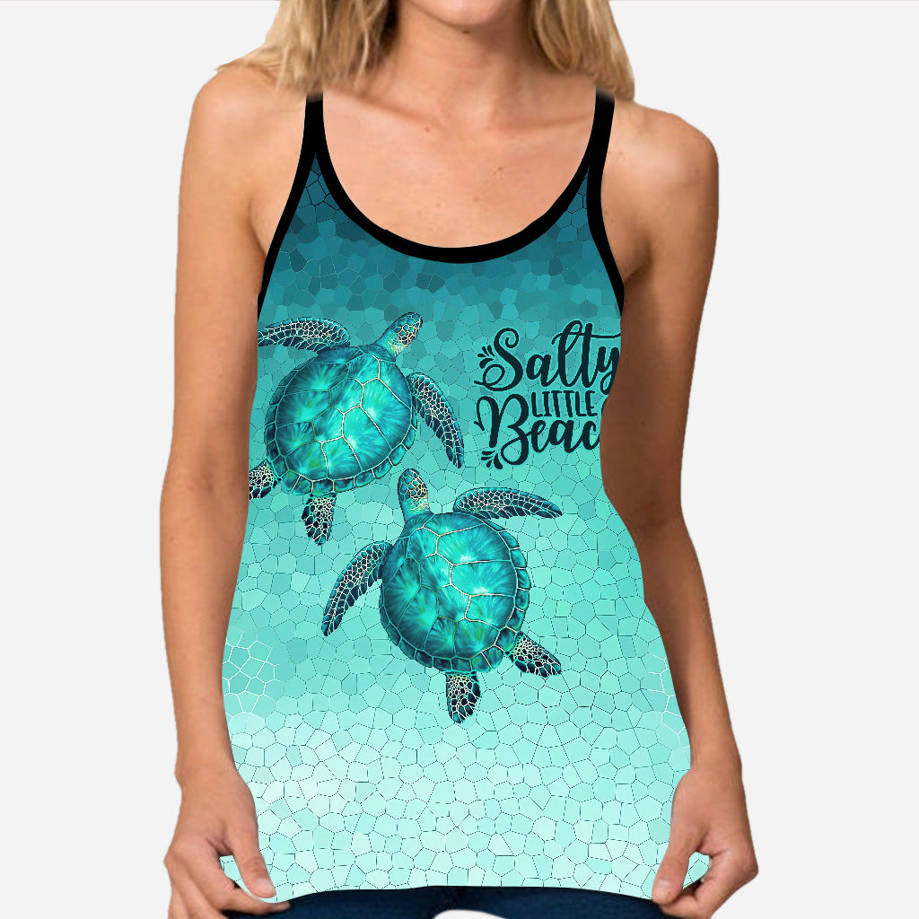 Salty Lil's Beach Turtle Cross Tank Top and Leggings