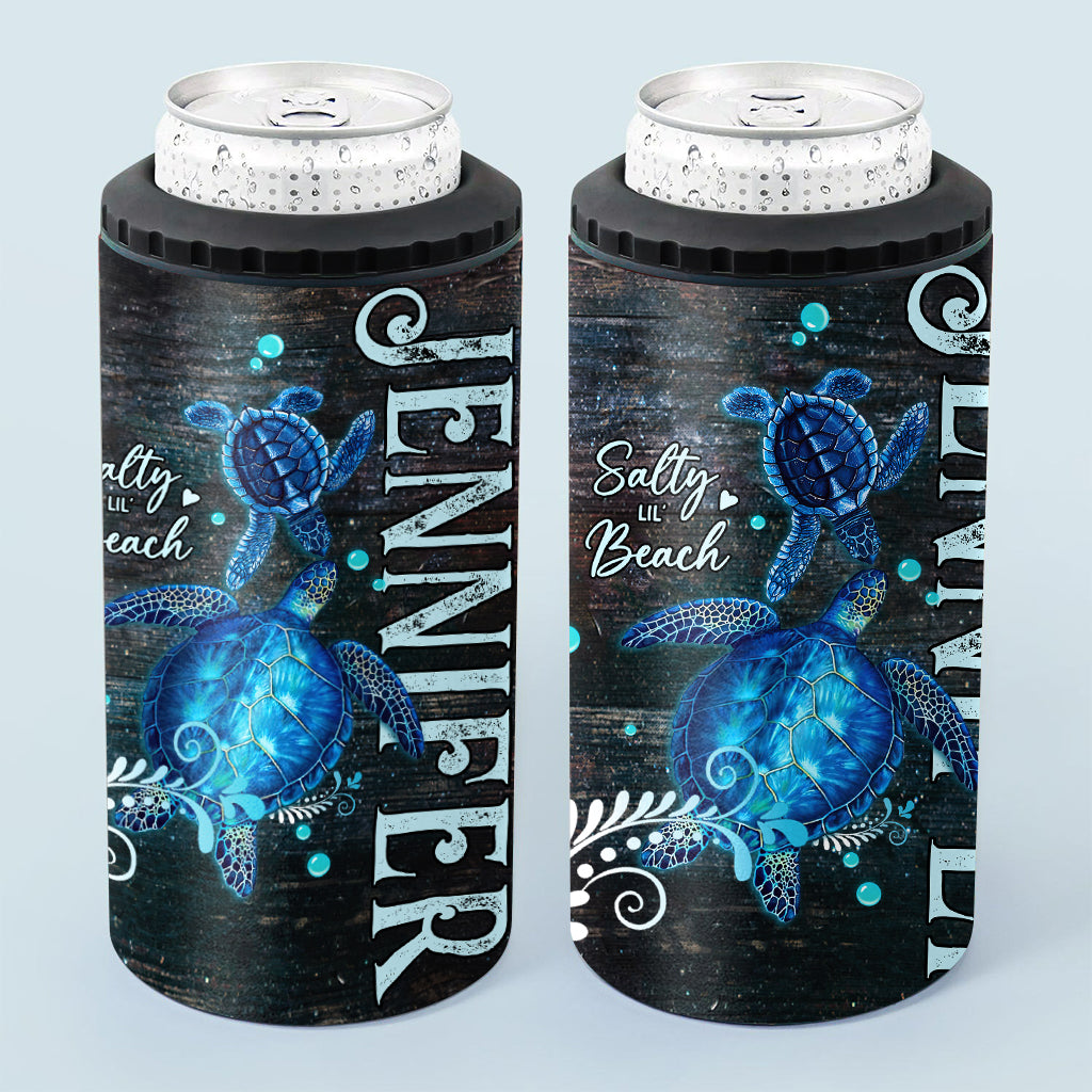 Salty Lil Beach - Personalized Turtle Can Cooler