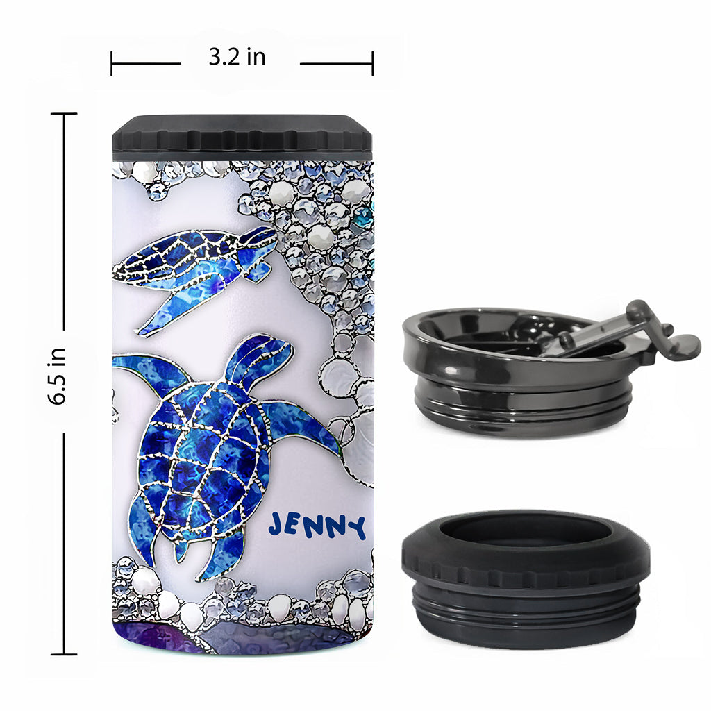 Salty Lil Beach - Personalized Turtle Can Cooler
