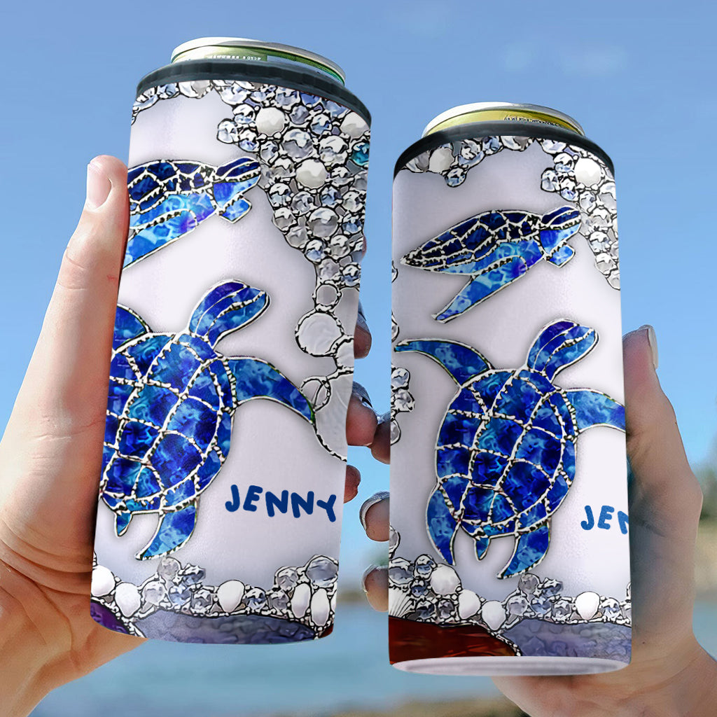 Salty Lil Beach - Personalized Turtle Can Cooler
