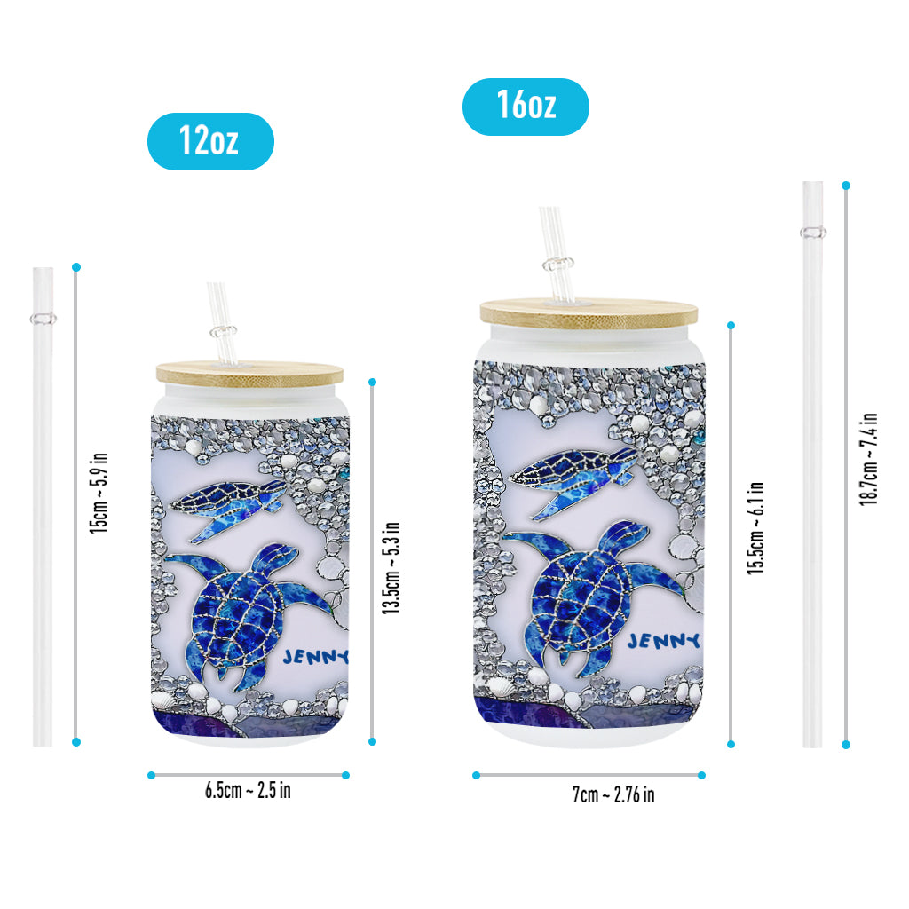 Salty Lil Beach - Personalized Turtle Can Glass