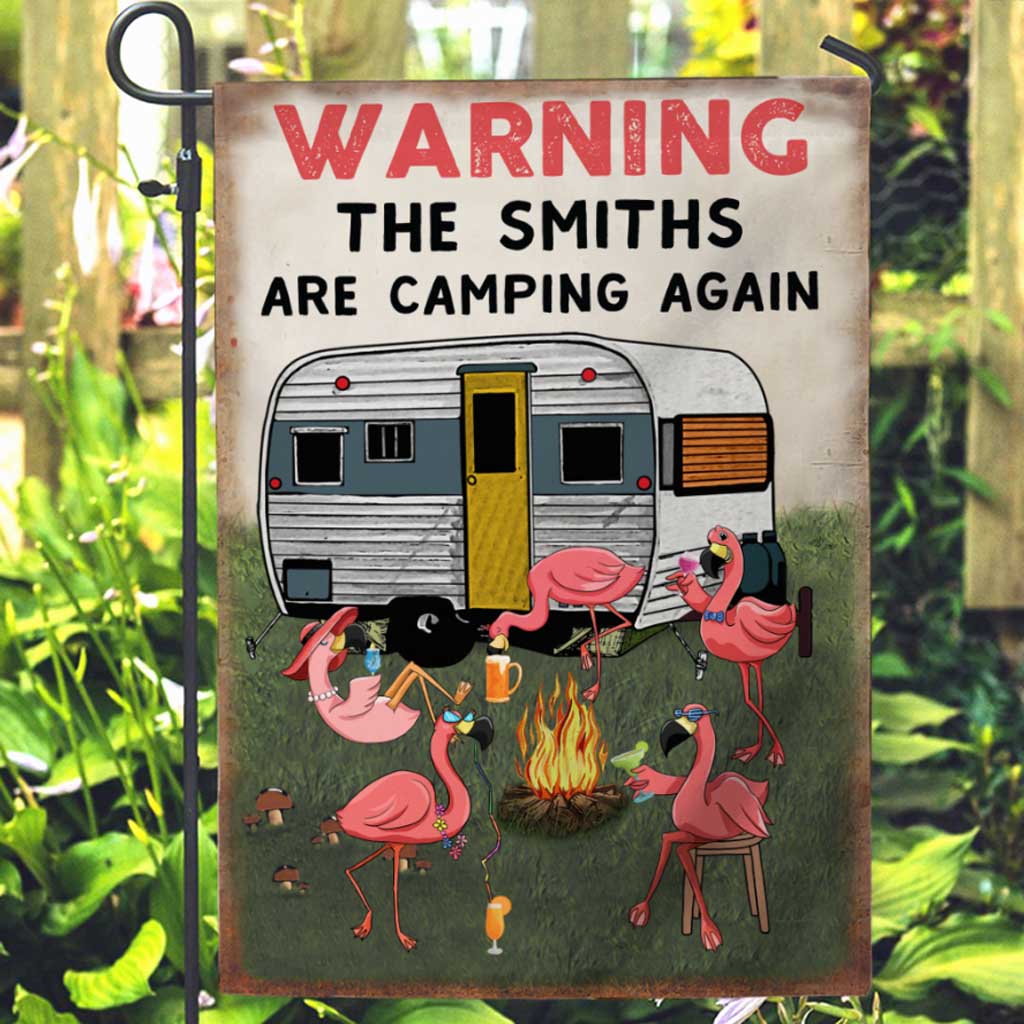 Warning This Family Are Camping Again Personalized Garden Flag