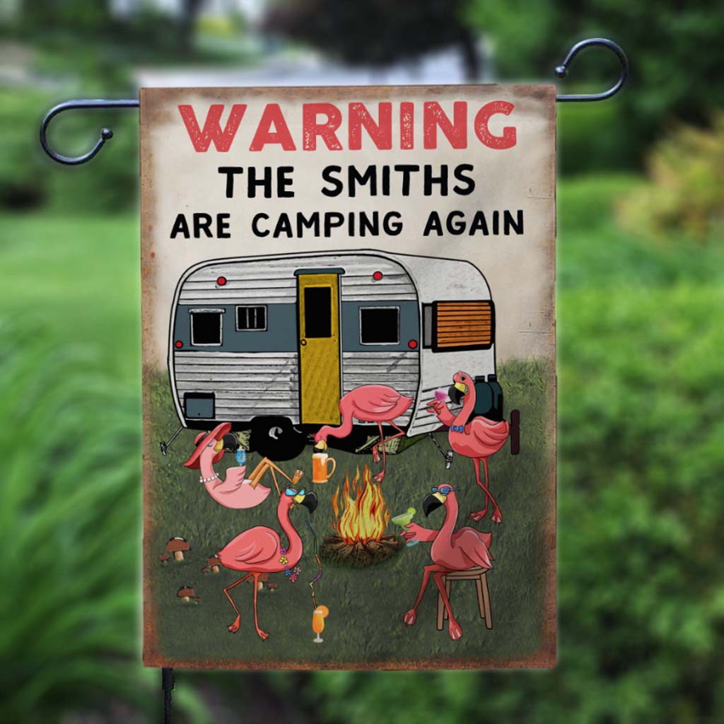 Warning This Family Are Camping Again Personalized Garden Flag