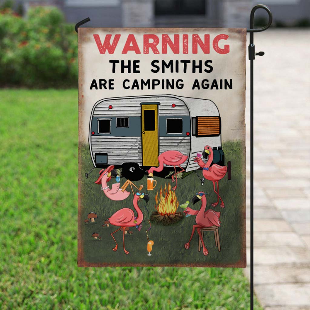 Warning This Family Are Camping Again Personalized Garden Flag