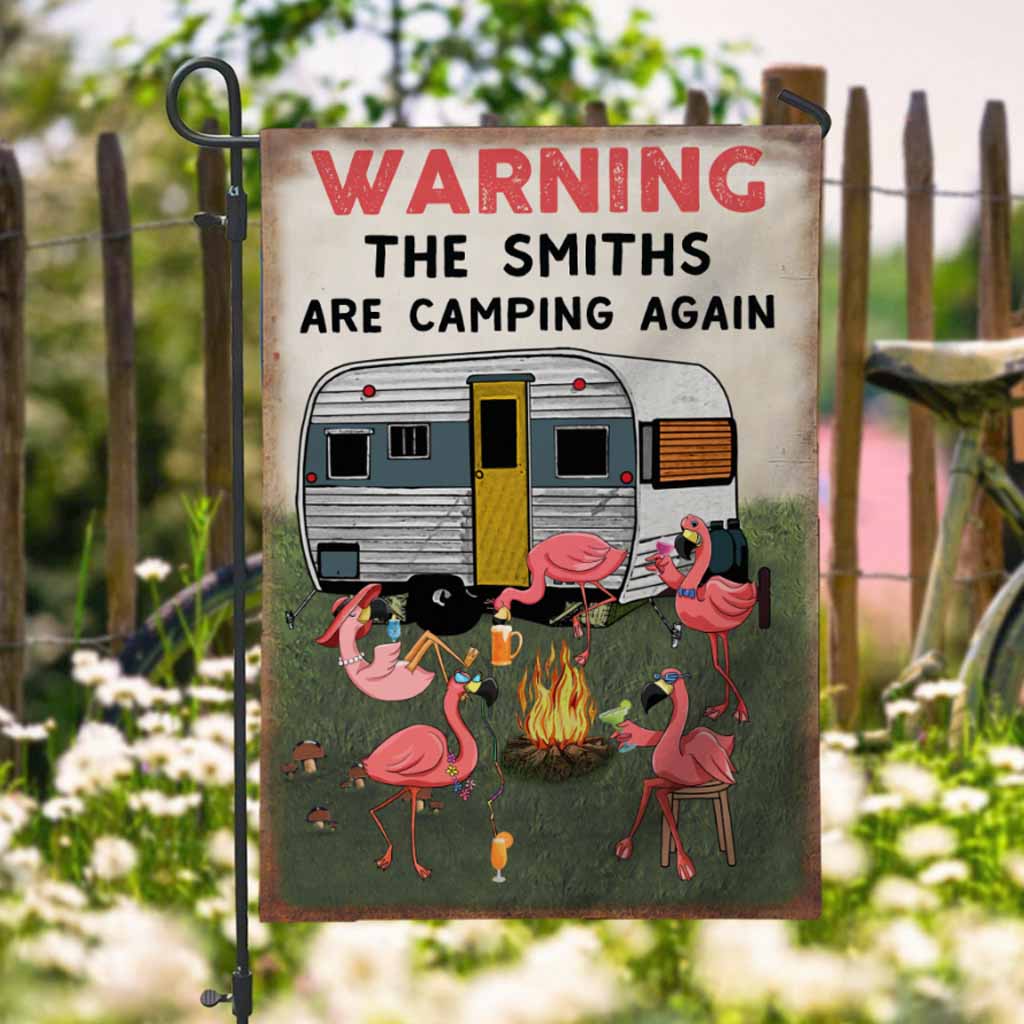 Warning This Family Are Camping Again Personalized Garden Flag