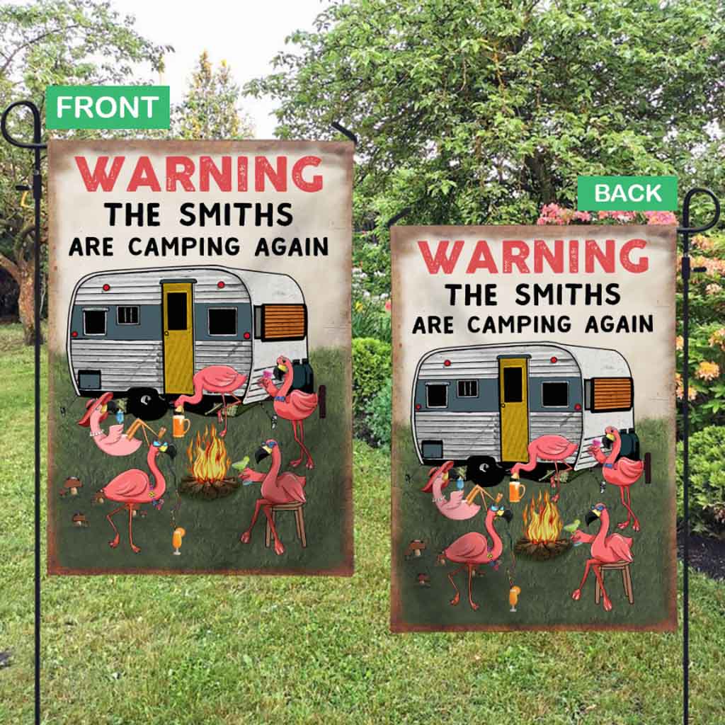 Warning This Family Are Camping Again Personalized Garden Flag