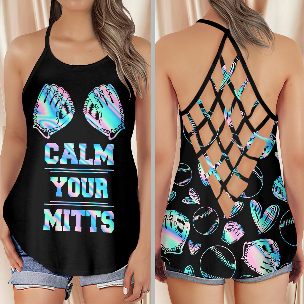 Calm Your Mitts Baseball Cross Tank Top