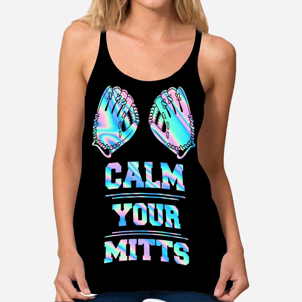 Disover Calm Your Mitts Baseball Cross Tank Top
