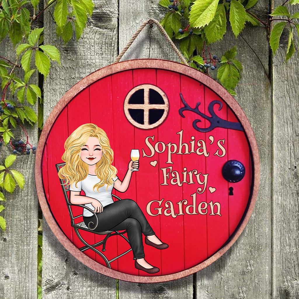 Fairy Garden - Personalized Gardening Round Wood Sign