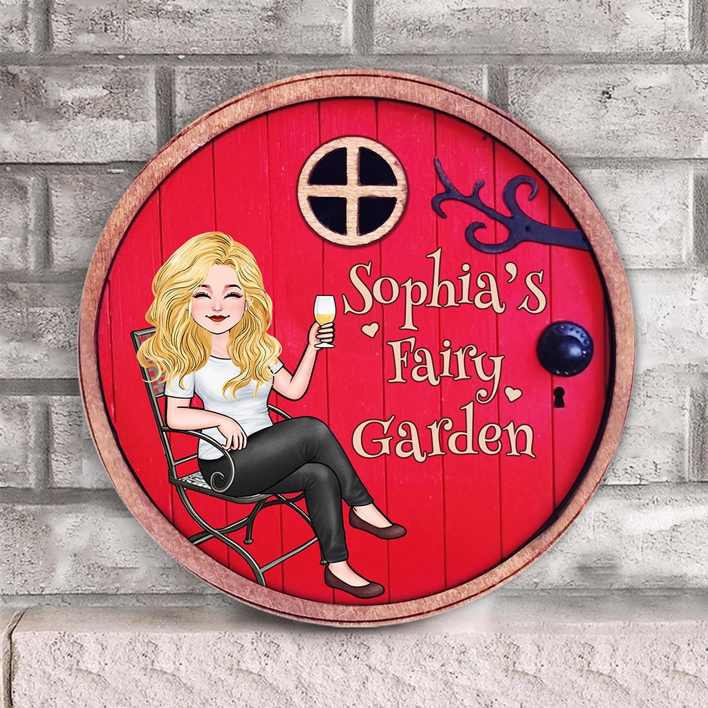 Fairy Garden - Personalized Gardening Round Wood Sign