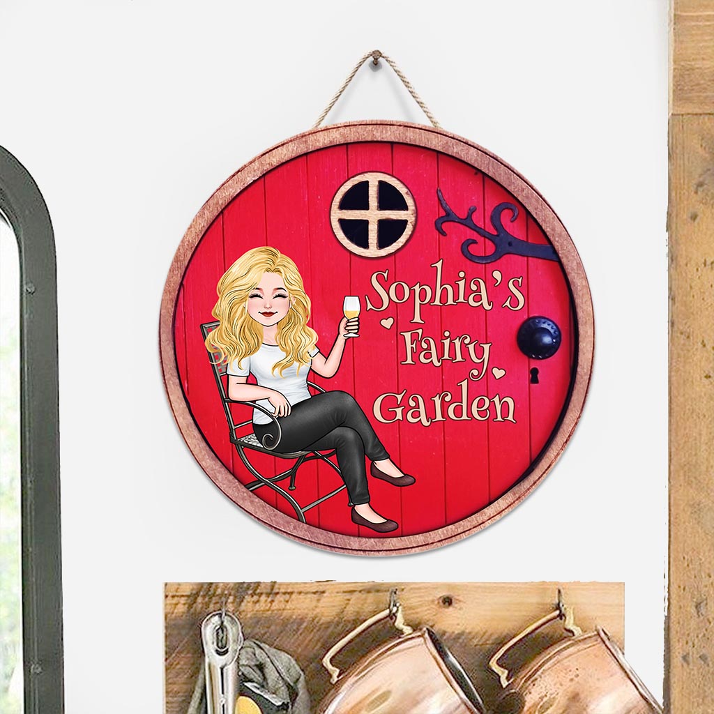 Fairy Garden - Personalized Gardening Round Wood Sign