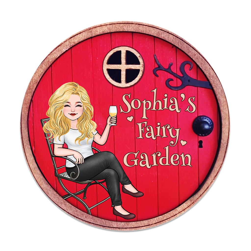 Fairy Garden - Personalized Gardening Round Wood Sign